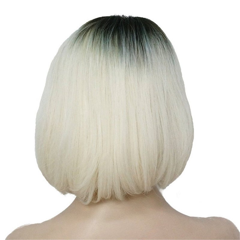 Aimole Bride Wig Short Ombre White Straight Wigs Halloween Costume Cosplay Party Flapper Synthetic Women Hair 8" - Image 5